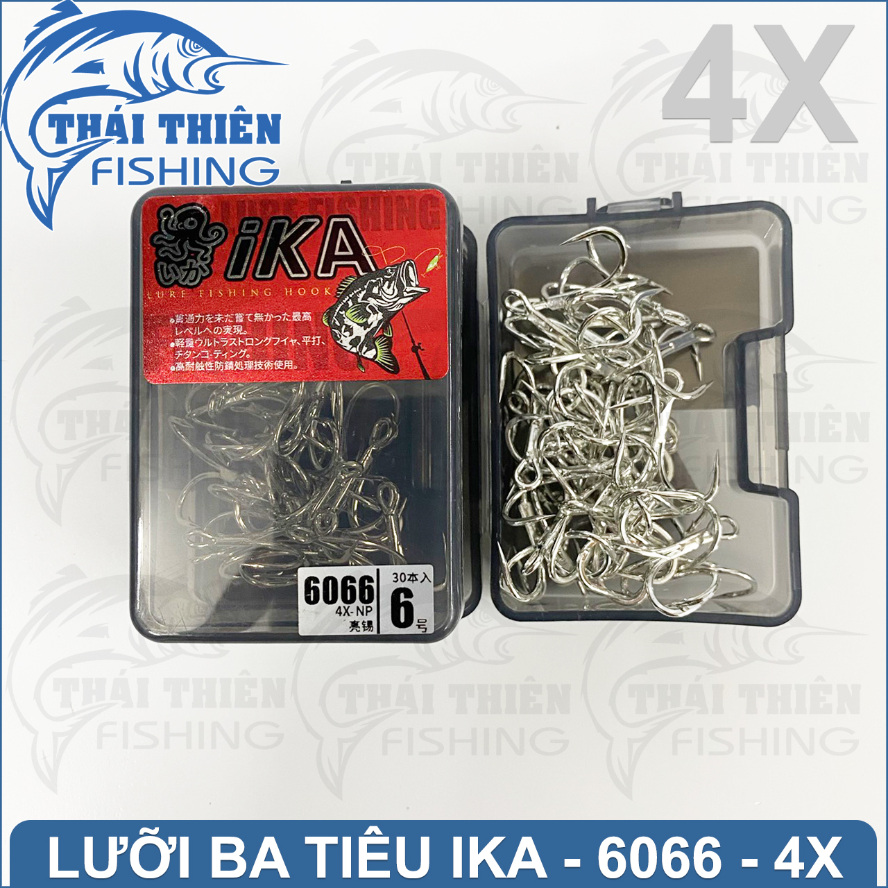 Lưỡi Câu Ba Tiêu 4X Ika 6066 Thép Trắng Không Gỉ