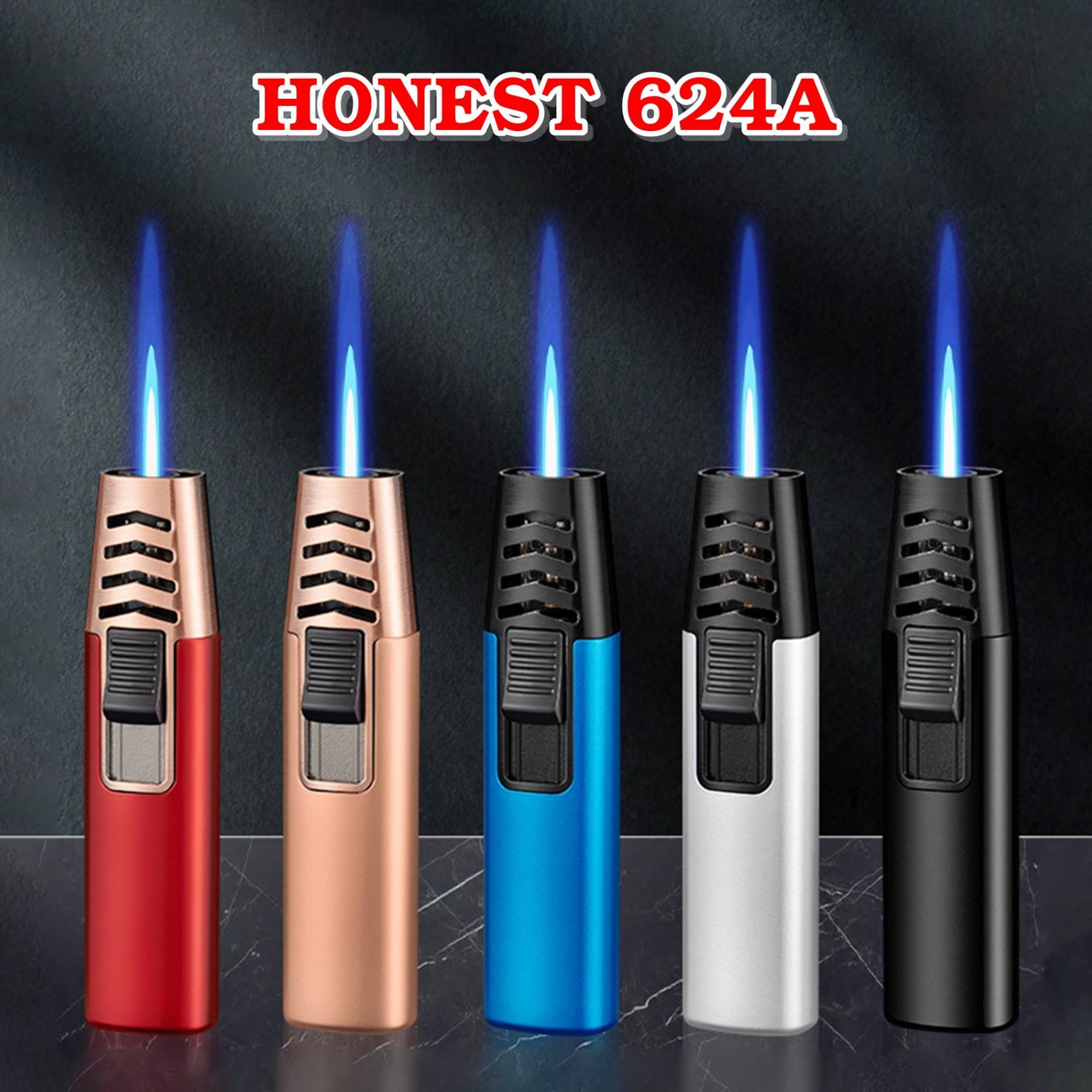 Hột quẹt bật lửa khè HONEST 624A nhiều màu - xài gas