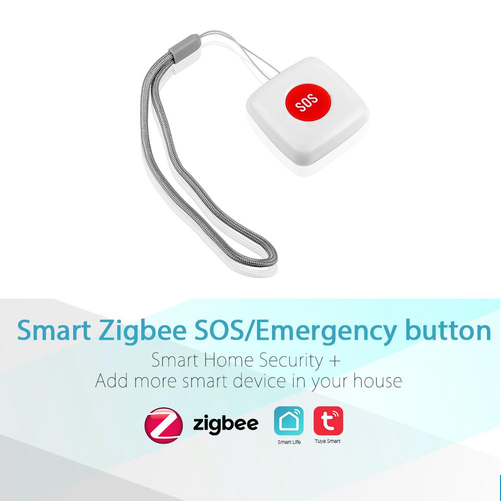 Tuya Zigbee Wireless Remote Call Button SOS/Emergency Button Caregiver Pager for Bed/Chair/Floor Mat Fall Alarm Patient Elderly Disabled Press for Help Caregiver/Nurse Alert System Work with Tuya Zigbee Hub