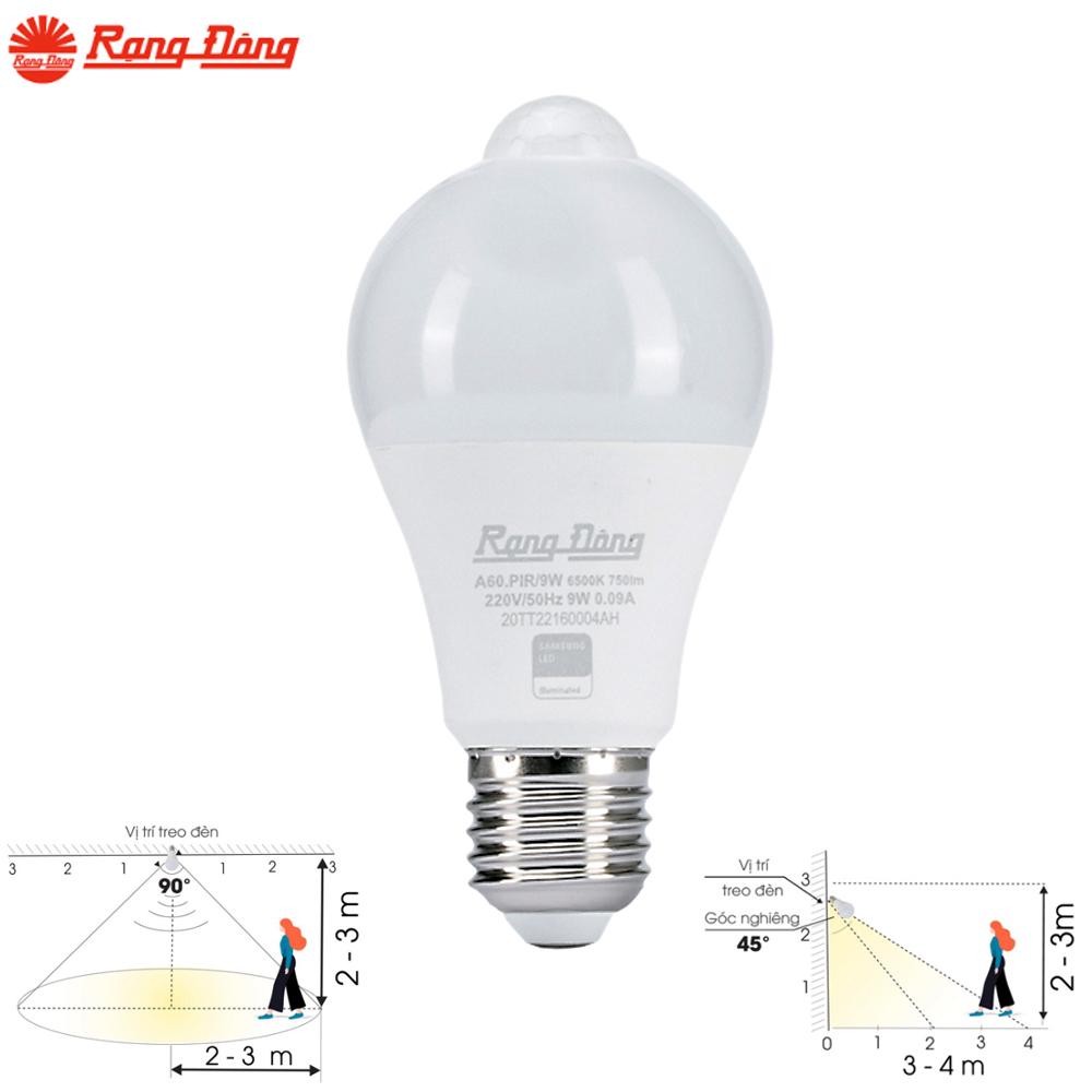 Bóng đèn LED Bulb cảm biến Rạng Đông A60/9W.PIR