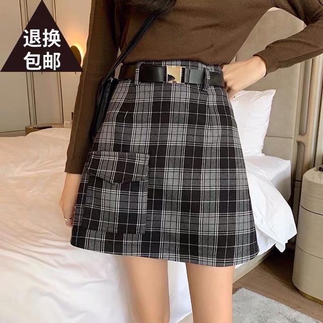 Chân váy dạ kẻ caro túi hộp siêu xinh Ulzzang style (không kèm belt) Hàng Quảng Châu