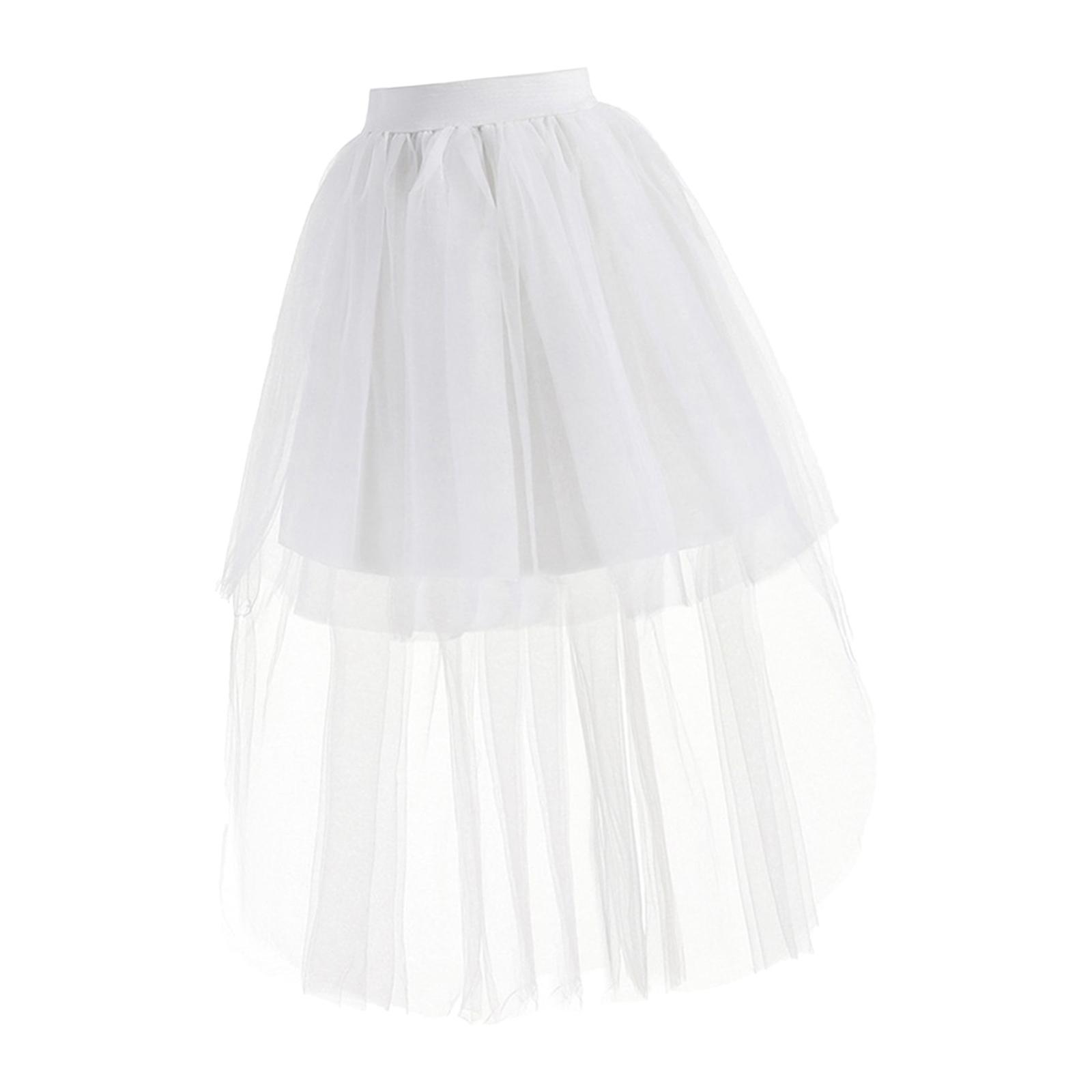 Mini Women Long Tulle Skirt Layered MIDI Skirt A Line Overlay Maxi Skirt Evening Prom Elastic High Waist Dancewear Cosplay