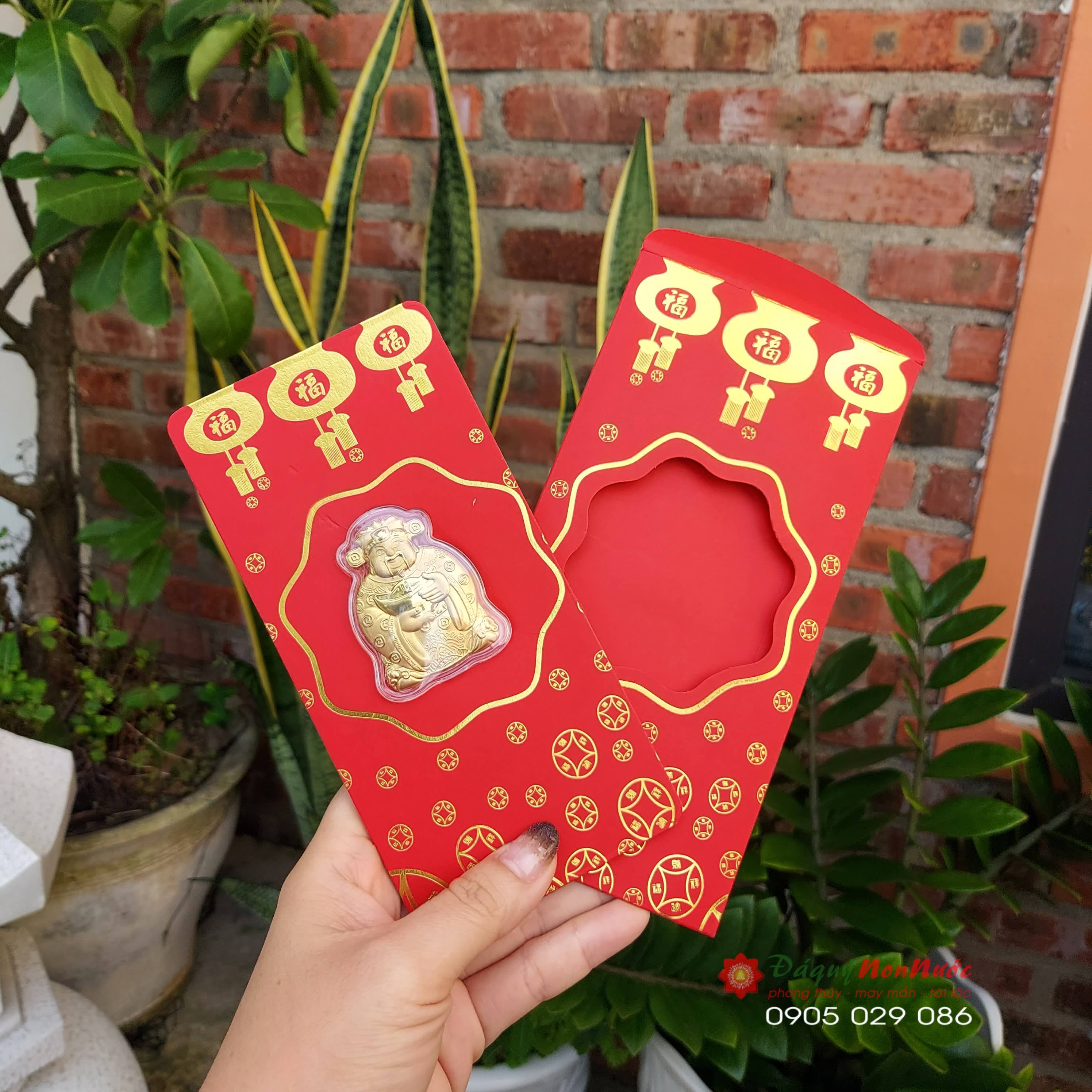 Bao lì xì Thần tài may mắn mạ vàng