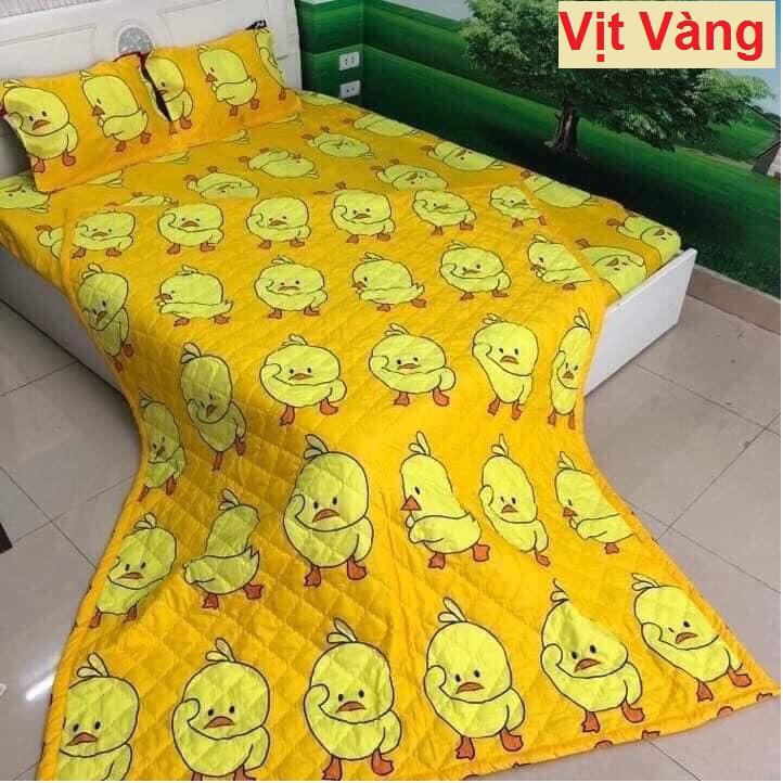 Trọn Bộ Chăn Ga Vỏ Gối 5 Món Mẫu Cho Bé Gái 1m6 x 2m ( vỏ gối trần bông )