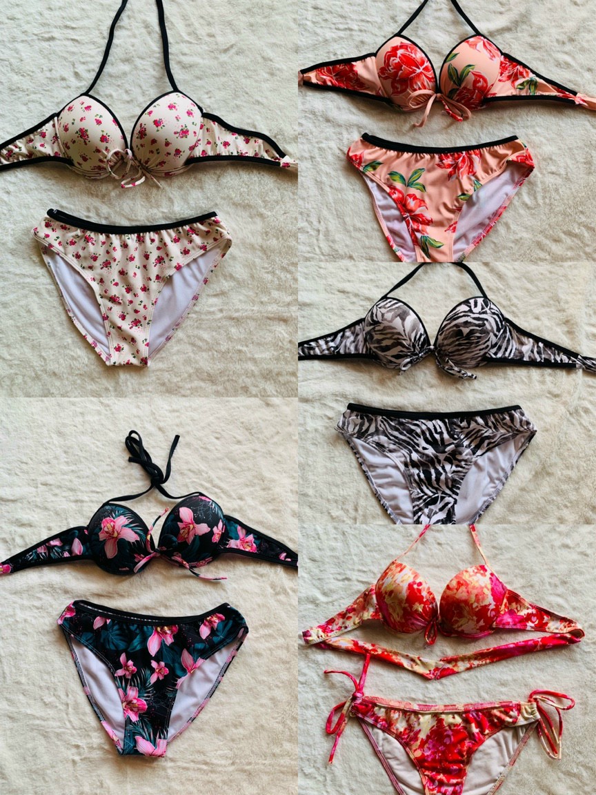 Bikini Tam Giác Có Gọng Nâng Ngực Họa Tiết