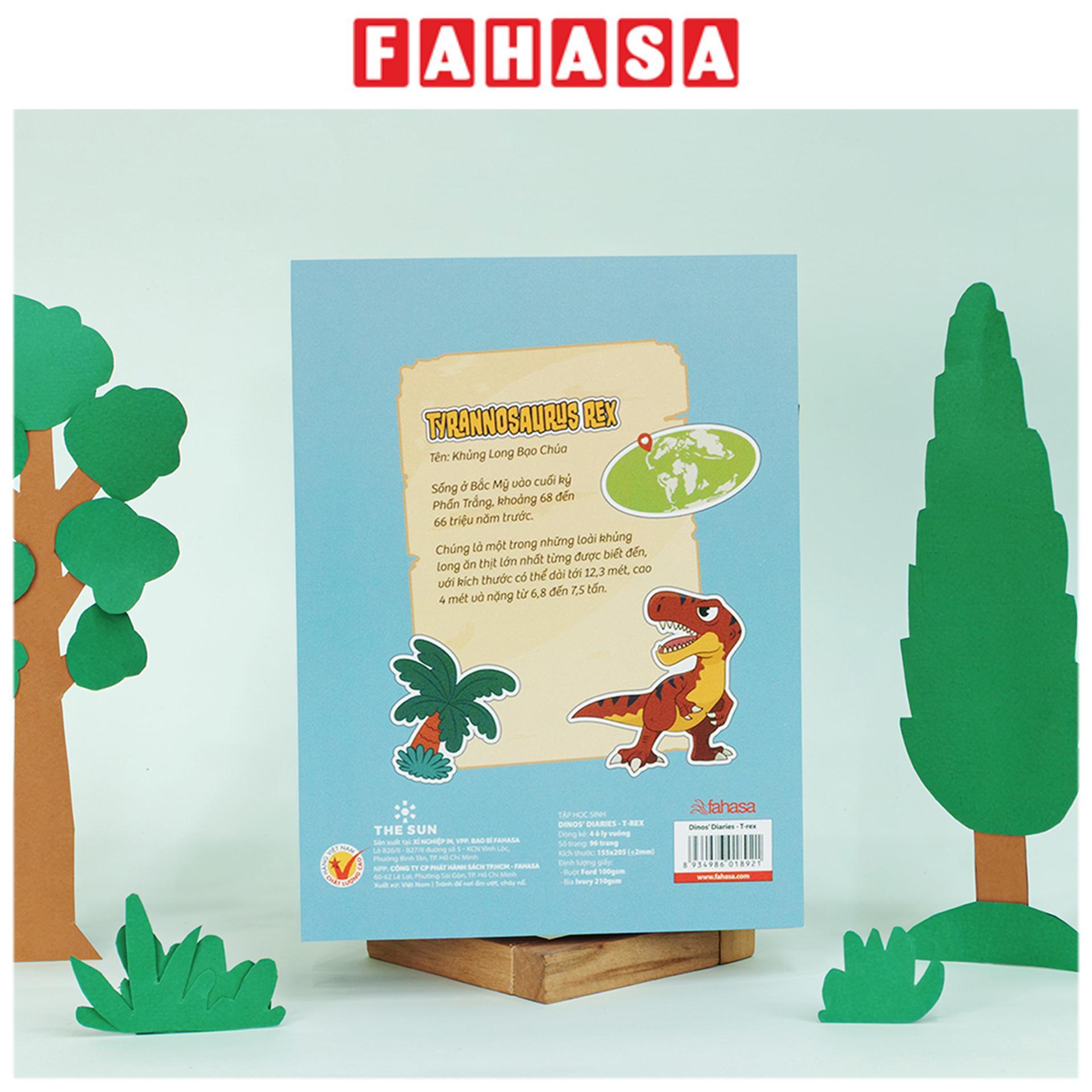 Tập Học Sinh Dinos' Diaries - 4 Ô Ly Vuông - 96 Trang 100gsm - The Sun - T-rex