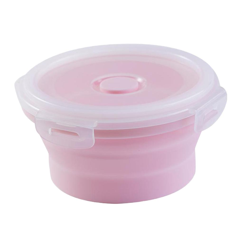 Round Lunch Container Food Grade Silicone Storage Collapsible Bowl with Airtight Lids Microwave Refrigerator Freezer Safe