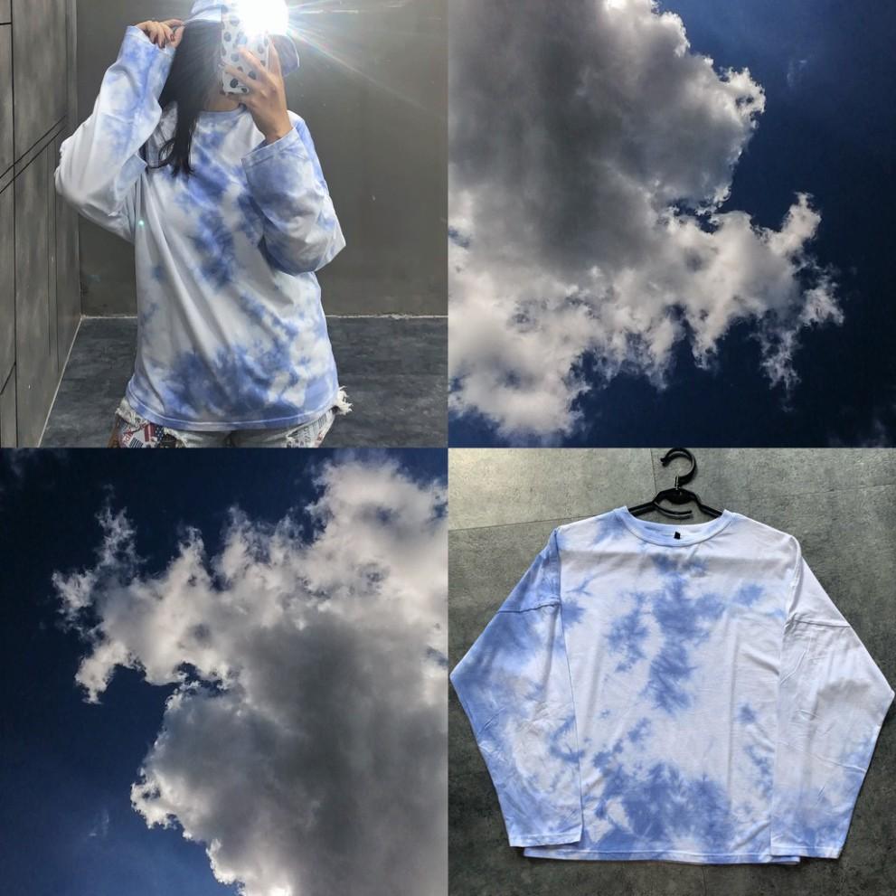 Áo tay dài loang xanh trơn