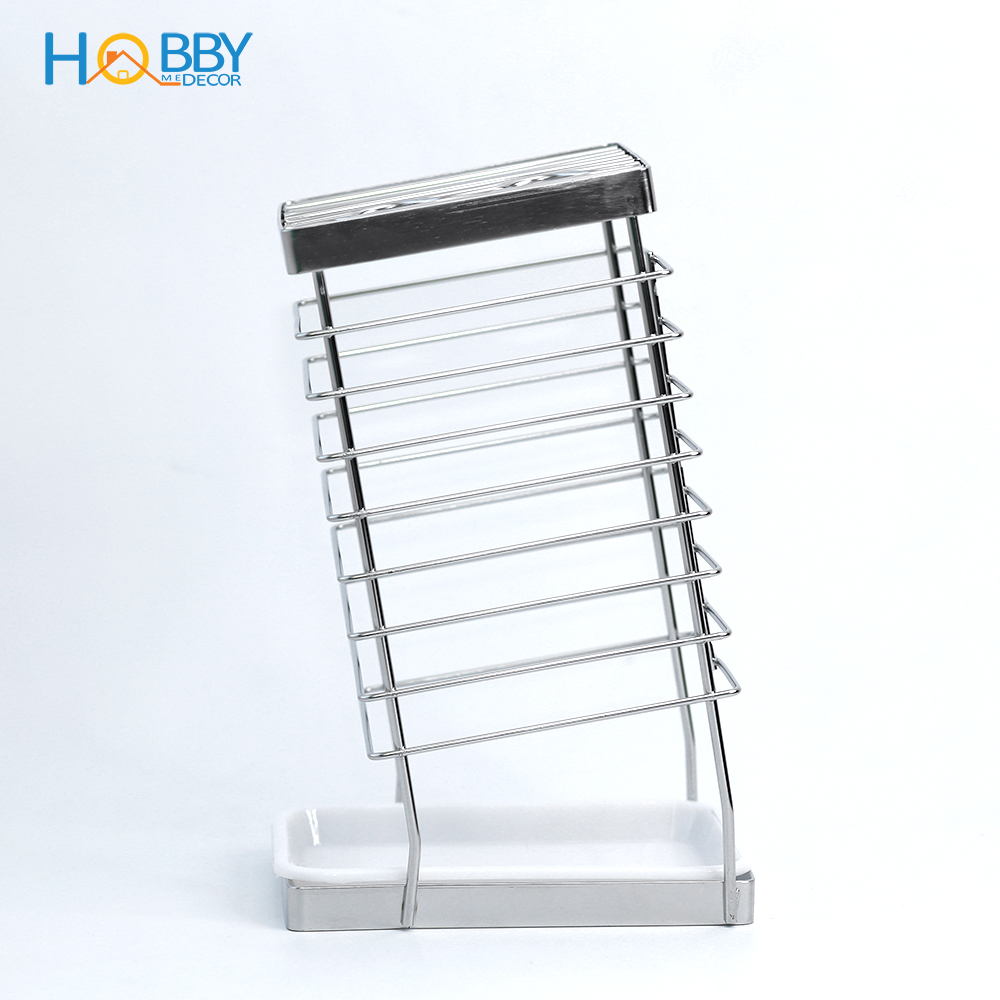 Kệ để dao kéo nhà bếp inox 304 có khay nhựa hứng nước Hobby Home Decor DD25 không rỉ sét