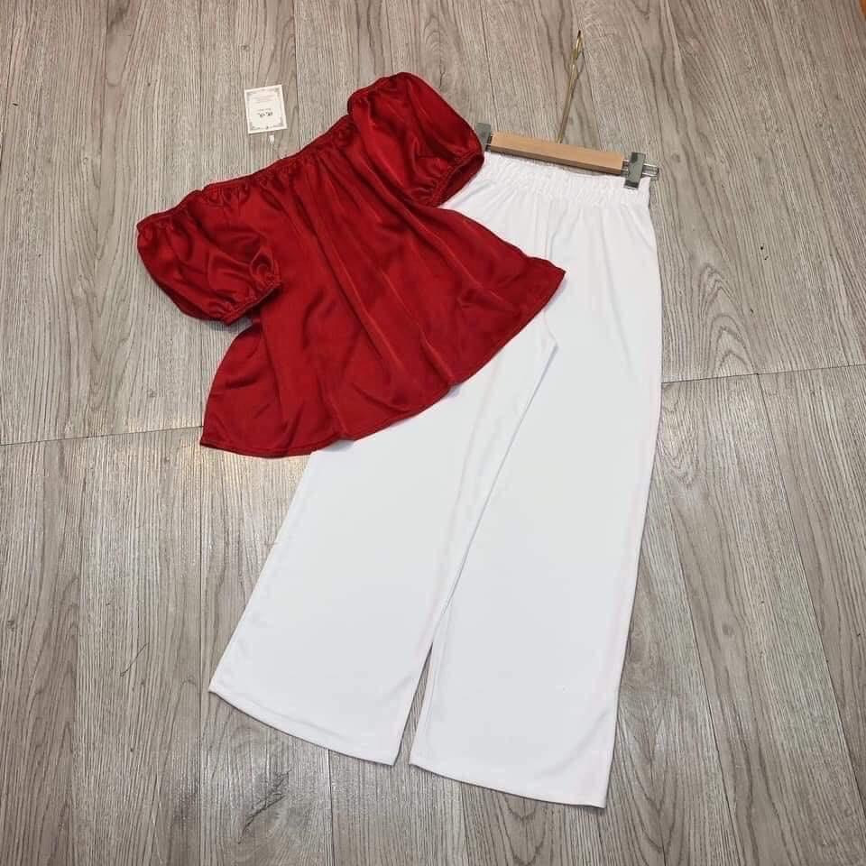 Áo tay phồng trễ vai bánh bèo hở lưng thun dáng ngắn bo chun tiểu thư nữ HOT