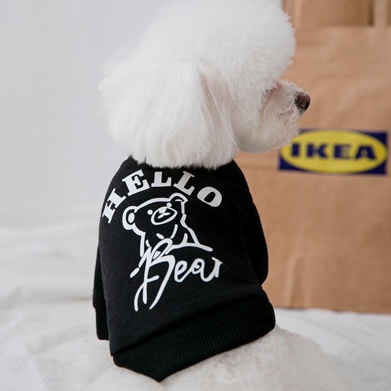 Áo thun Hello cho chó mèo hai màu đen và trắng - Quần áo thú cưng có bảng Size