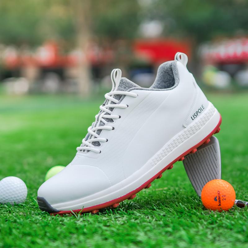 2023 Giày golf thoải mái đàn ông Kích thước lớn 39-48 Giày golf không thấm nước chuyên nghiệp golf chuyên nghiệp Color: White Shoe Size: 9.5