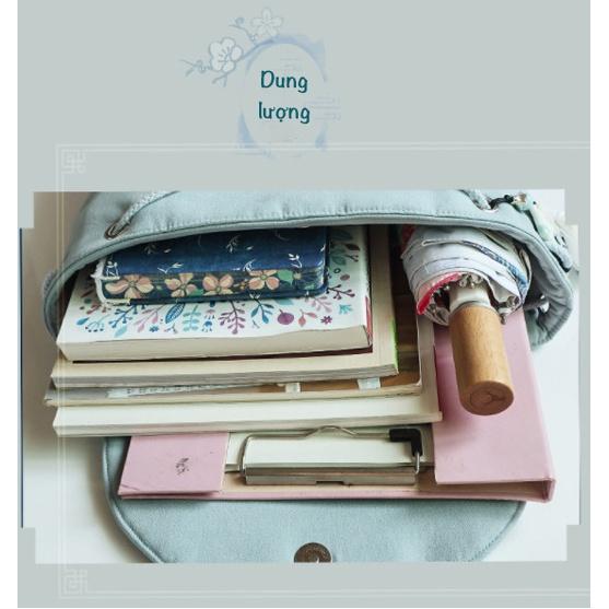 Balo vải thêu hình hoa cặp sách đựng nhiều đồ thời trang phong cách cô gái Trung Hoa họa tiết thêu tay nhẹ nhàng Daisy