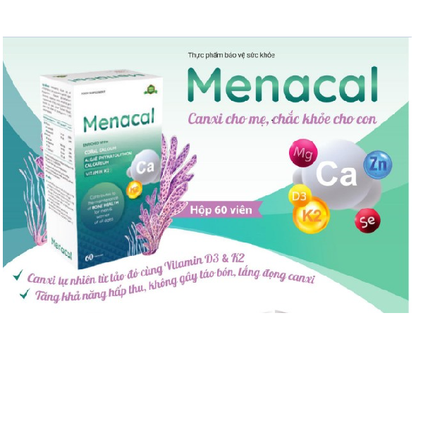 Viên uống Aplicaps MENACAL - Bổ sung Canxi tự nhiên, vitamin K2 và D3 giành cho phụ nữ mang thai