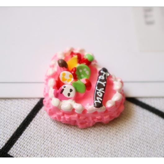 HN * Charm mô hình bánh kem sinh nhật, lễ kỉ niệm hình trái tim cho các bạn trang trí nhà búp bê, vỏ ốp điện thoại, DIY