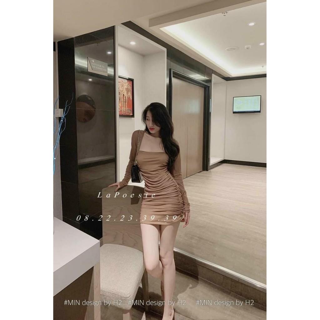 Đầm body thun dẻo dúm baby tay dài xinh lung linh