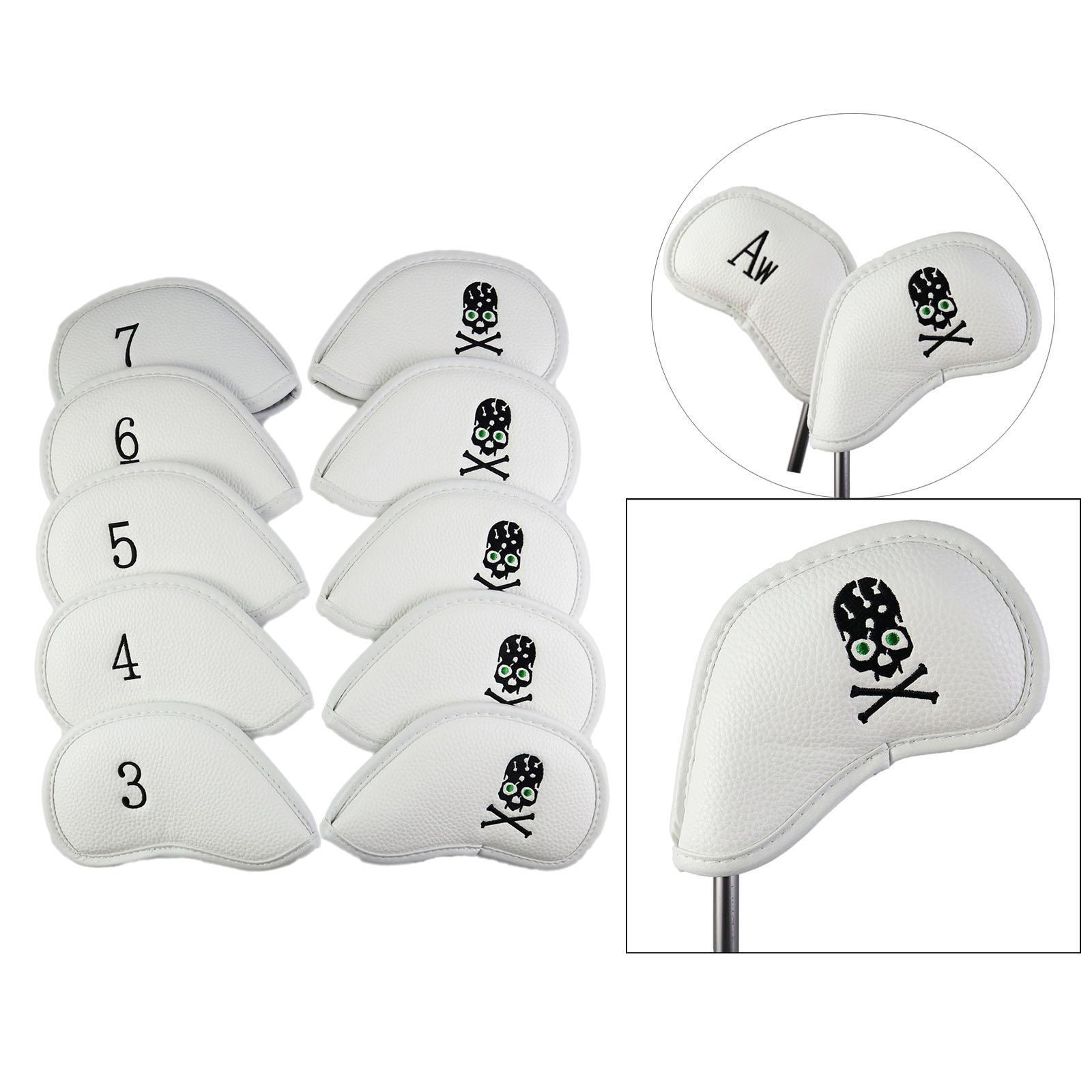 10x Golf Iron Head Covers PU Nylon Golf Club Headcovers Waterproof