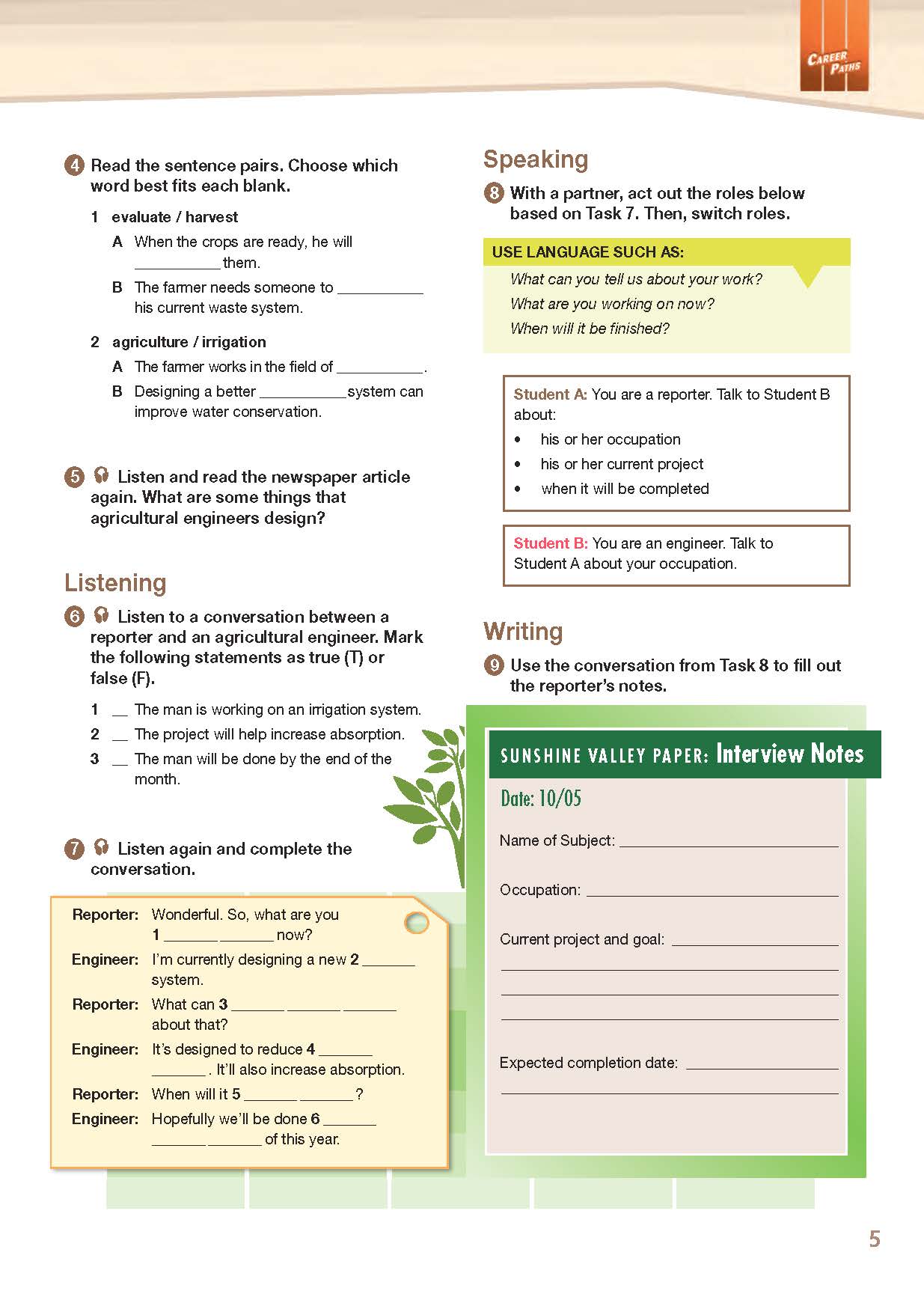 Career Paths Agricultural Engineering (Esp) Student'S Pack