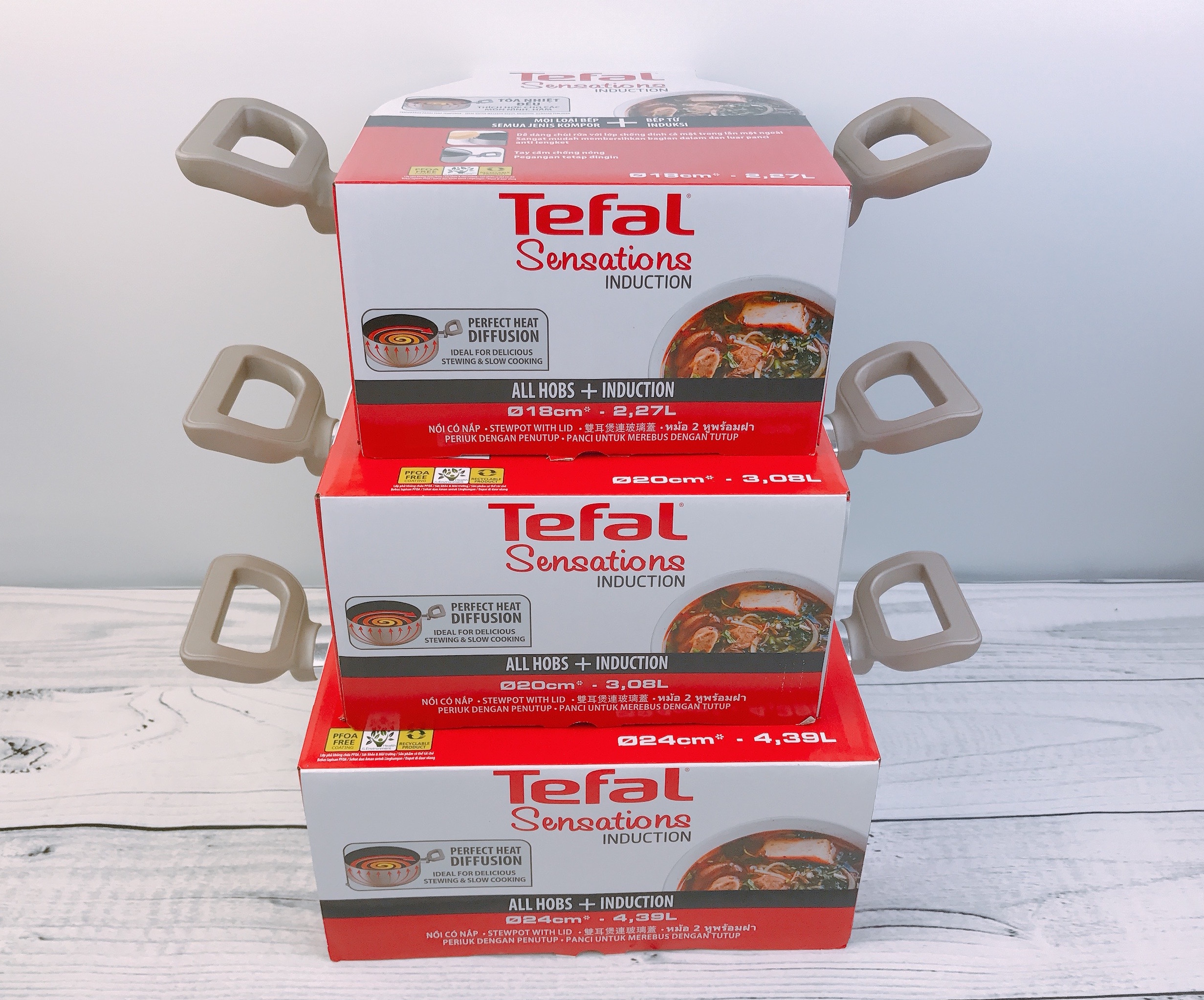 Bộ nồi 3 cái chống dính đáy từ Tefal Sensations - Hàng chính hãng