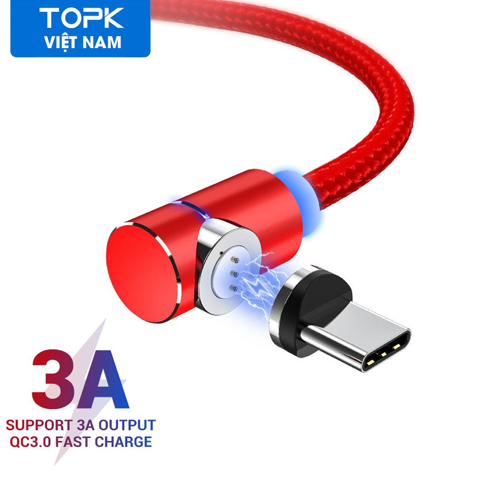 [HÀNG CHÍNH HÃNG] Cáp sạc nhanh từ tính TOPK AM69 USB-Type-C cho Samsung Huawei,... - Phân phối bởi TOPK VIỆT NAM