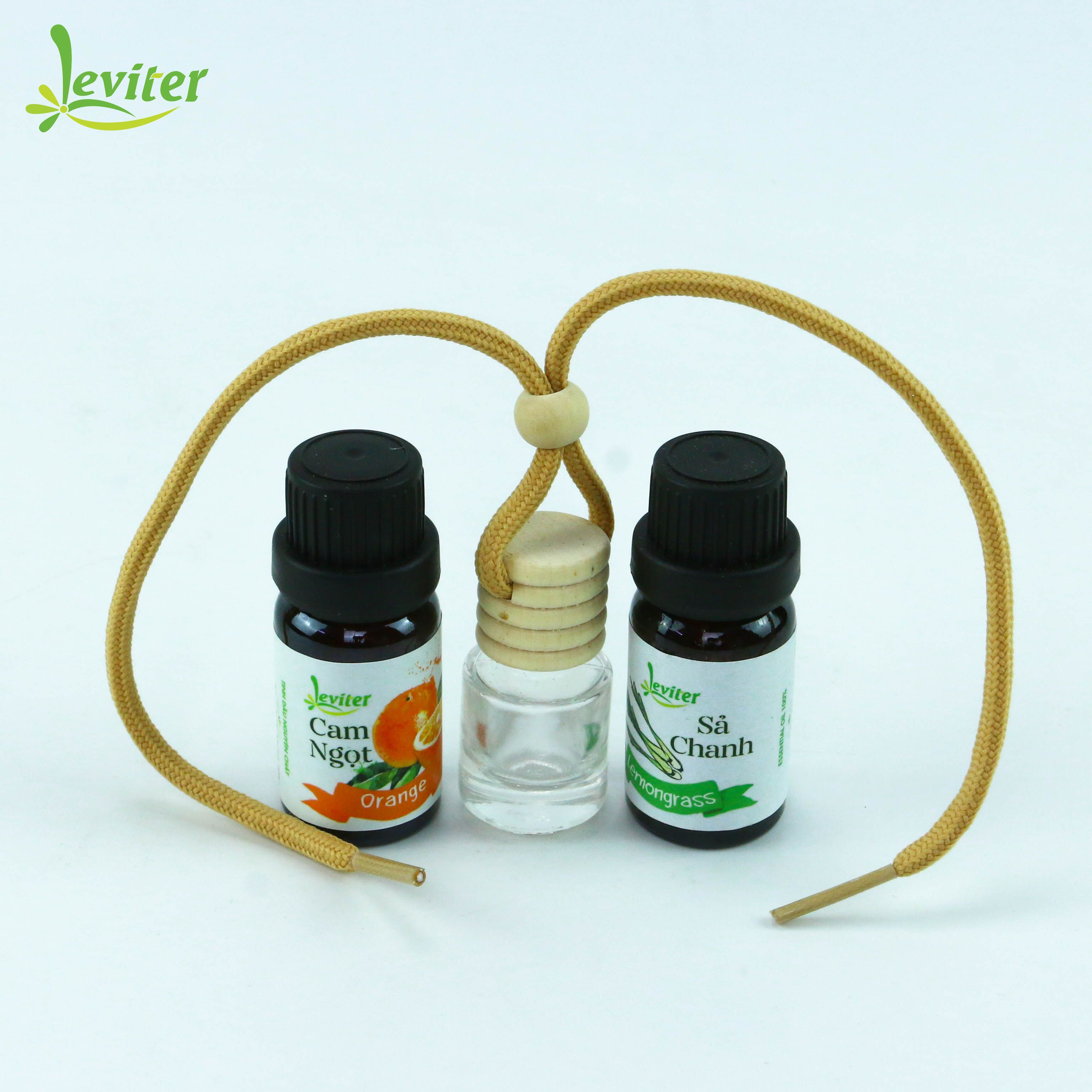 Combo Tinh Dầu Sả Chanh 10ml Cam Ngọt 10ml Nguyên Chất Giúp Kháng Khuẩn, Khử Mùi, Giảm Stress Hiệu Quả Tặng Kèm Vỏ Lọ Treo Khuếch Tán Tinh Dầu Siêu Tiện Dụng