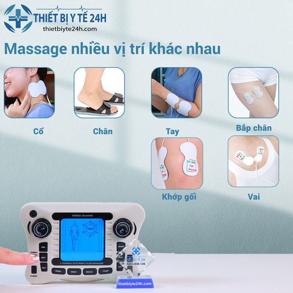 Máy Massage Xung Điện Trị Liệu 4 Miếng Dán Kết Hợp Bấm Huyệt Nhào Xoa Bóp Rung Đấm Giảm Đau Lưu Thông Khí Huyết SYK-308B