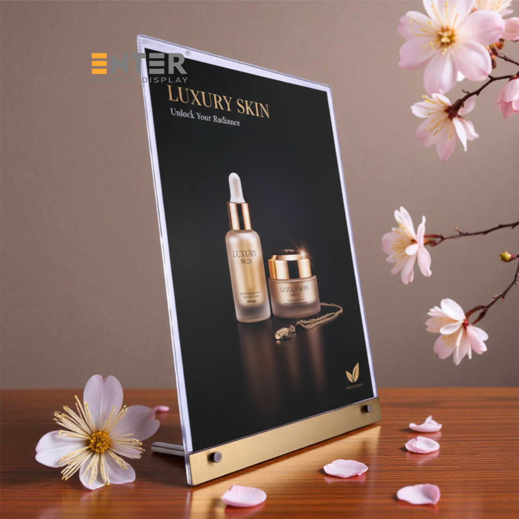 Kệ mica 1 mặt Enter E47 210x300mm liên kết bulon A4 đứng, Kệ menu nhà hàng, Standee mica để bàn, Bảng quét mã QR Code