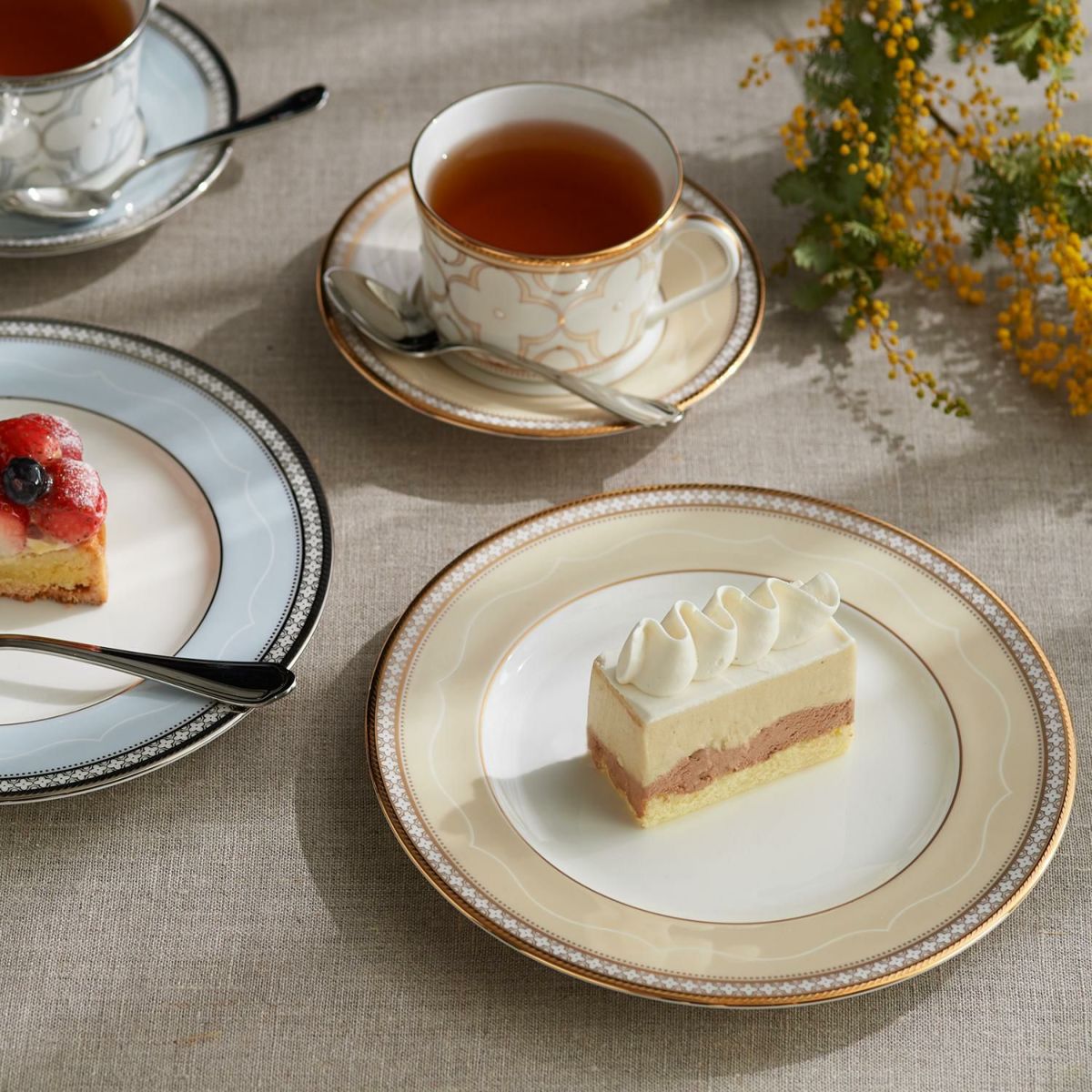 Bộ Bàn Trà / Coffee 15 Món Noritake dòng Trefolio Gold sứ xương cao cấp