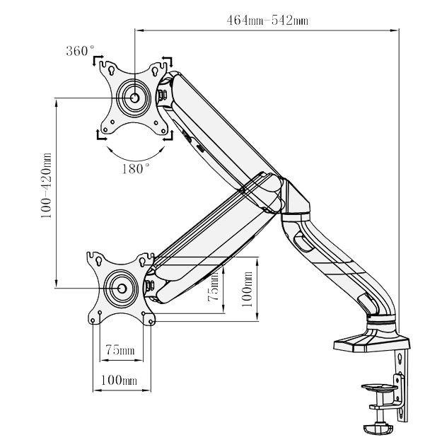 Giá Treo Màn Hình Máy Tính Kaloc DS90 Lắp Cho Màn Hình PC 17 inch - 35 inch Hàng Nhập Khẩu