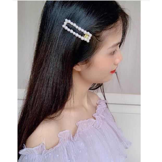 KẸP TÓC ĐÍNH ĐÁ NGỌC TRAI PHONG CÁCH HÀN QUỐC số 1 - ẢNH CHỤP THẬT