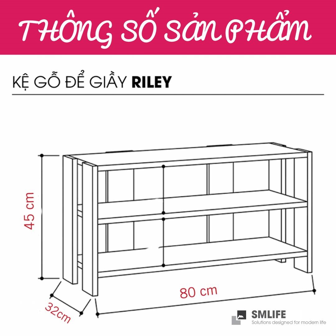 Kệ gỗ để giày hiện đại SMLIFE Riley | Gỗ MDF dày 17mm chống ẩm | D80xR32xC45cm