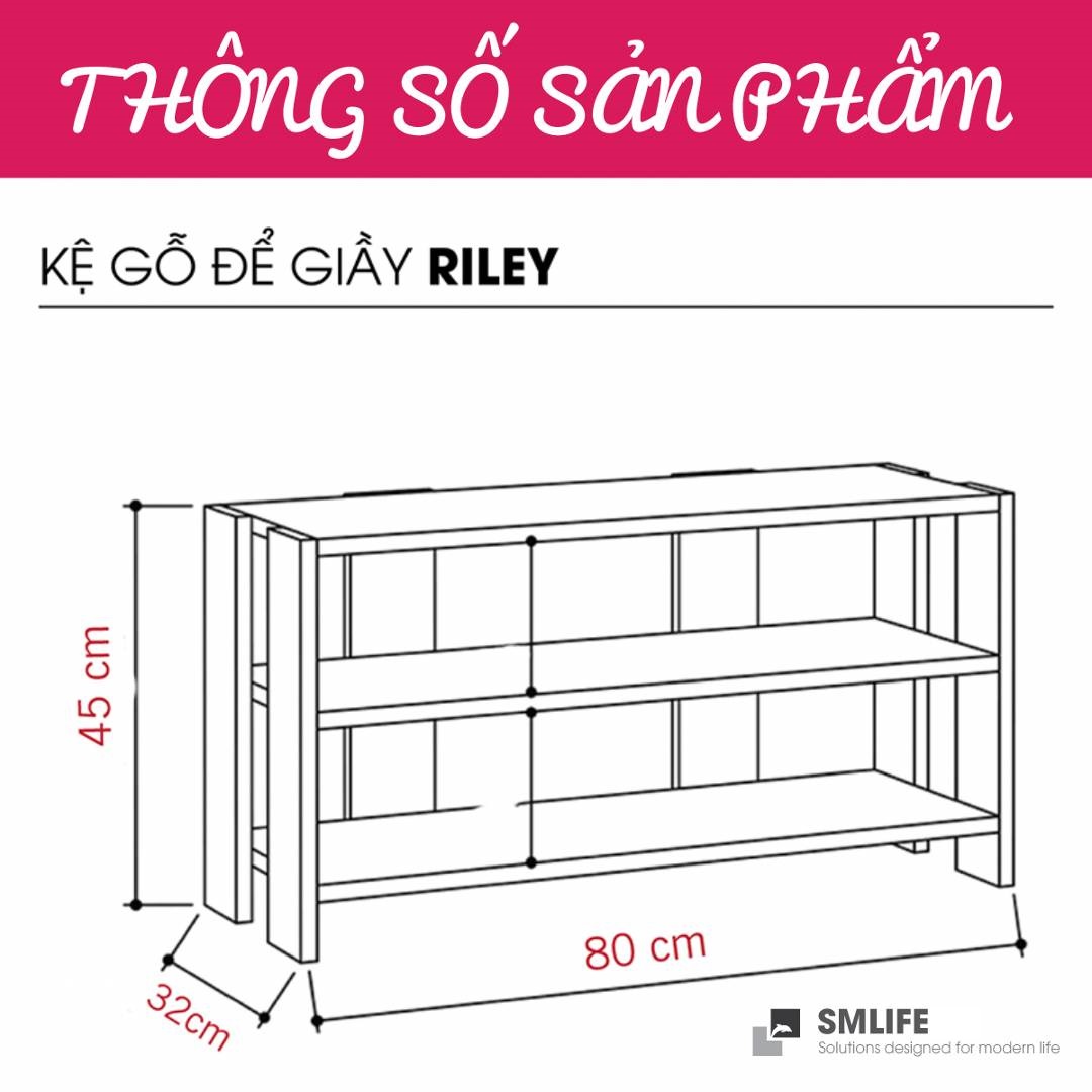 Kệ gỗ để giày hiện đại SMLIFE Riley  | Gỗ MDF dày 17mm chống ẩm | D80xR32xC45cm - Màu