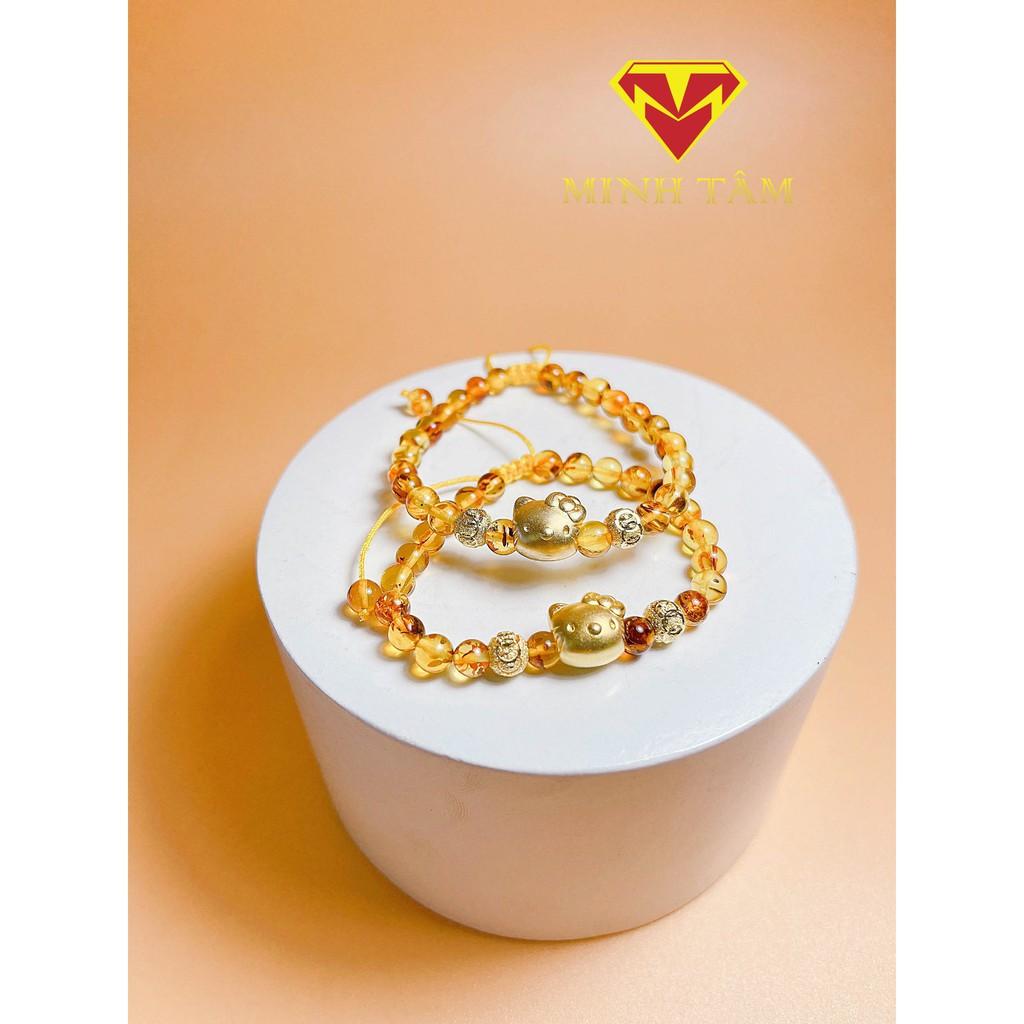 Vòng tay hổ phách con giáp chuột xi vàng cho bé,Vòng hổ ph.ách con giáp bạc cho bé-Minh Tâm Jewelry