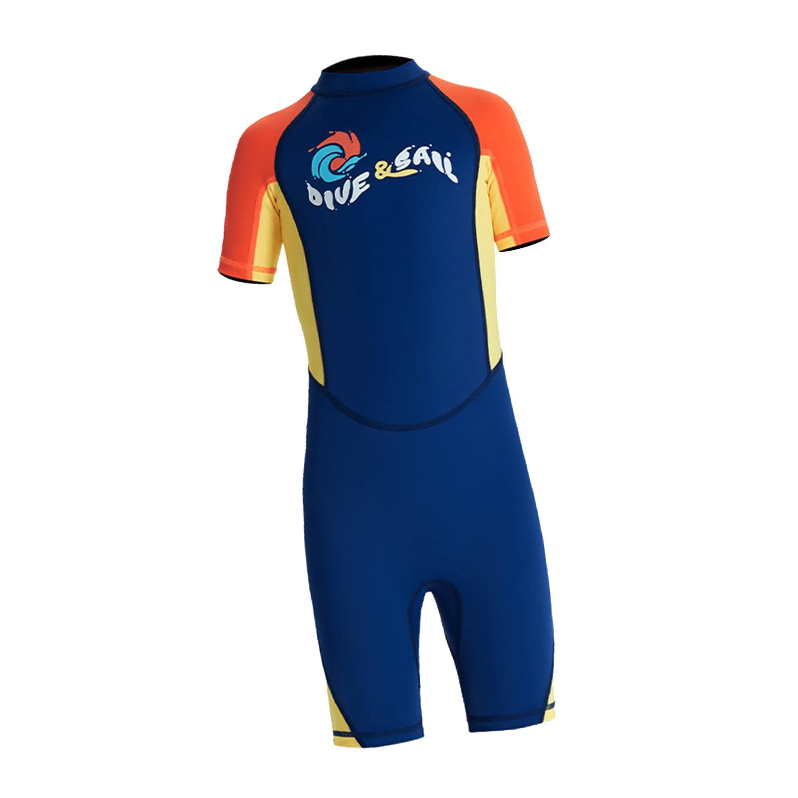Kids Wetsuits Children Wet Suit Boys Diving Suit Short Sleeve Swimsuit Back Zip Shorty Wetsuit for Swimming Kayaking Diving Surfing