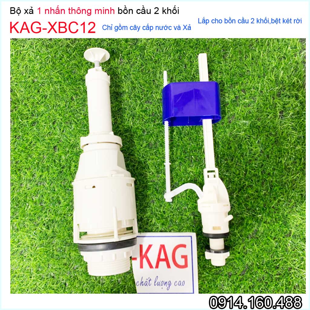 Bộ xả bồn cầu 1 nút nhấn cao cấp KAG-XBC12, Xả ấn tay bàn cầu 2 khối nhấn êm siêu bền sử dụng tốt