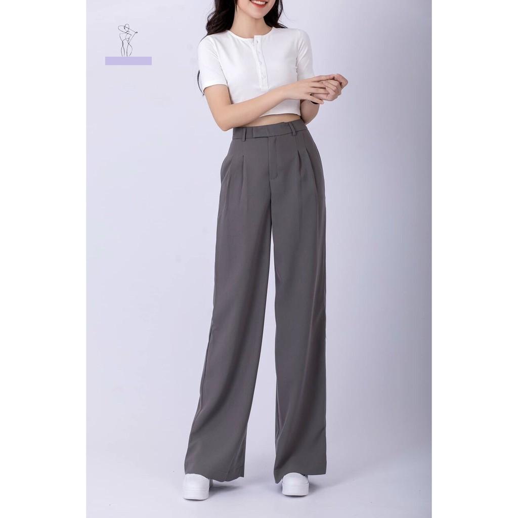 Quần Tây Ống Suông- Cạp Lệch Culottes Dài 100cm -Vải Tuyết Mưa Cao Cấp-Mềm Rũ Tôn Dáng.(Sale Ra Mắt Sản Phẩm).(M35)