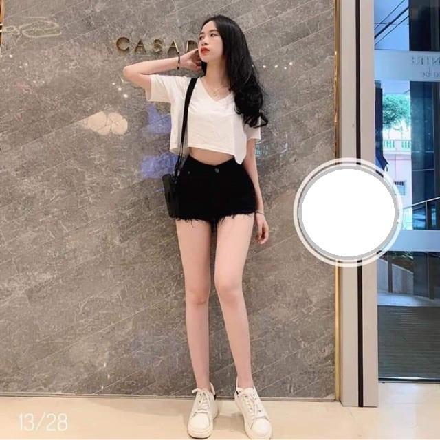 Áo croptop tay ngắn, áo croptop form rộng cổ tim thời trang sành điệu