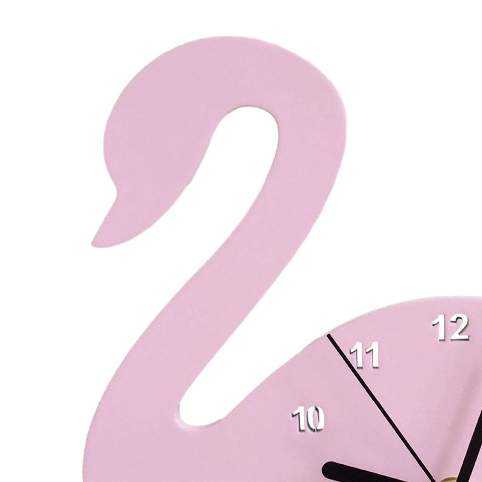 Swan Wall Clock Silent Animal Decorative Clock for Kids Room Bedroom