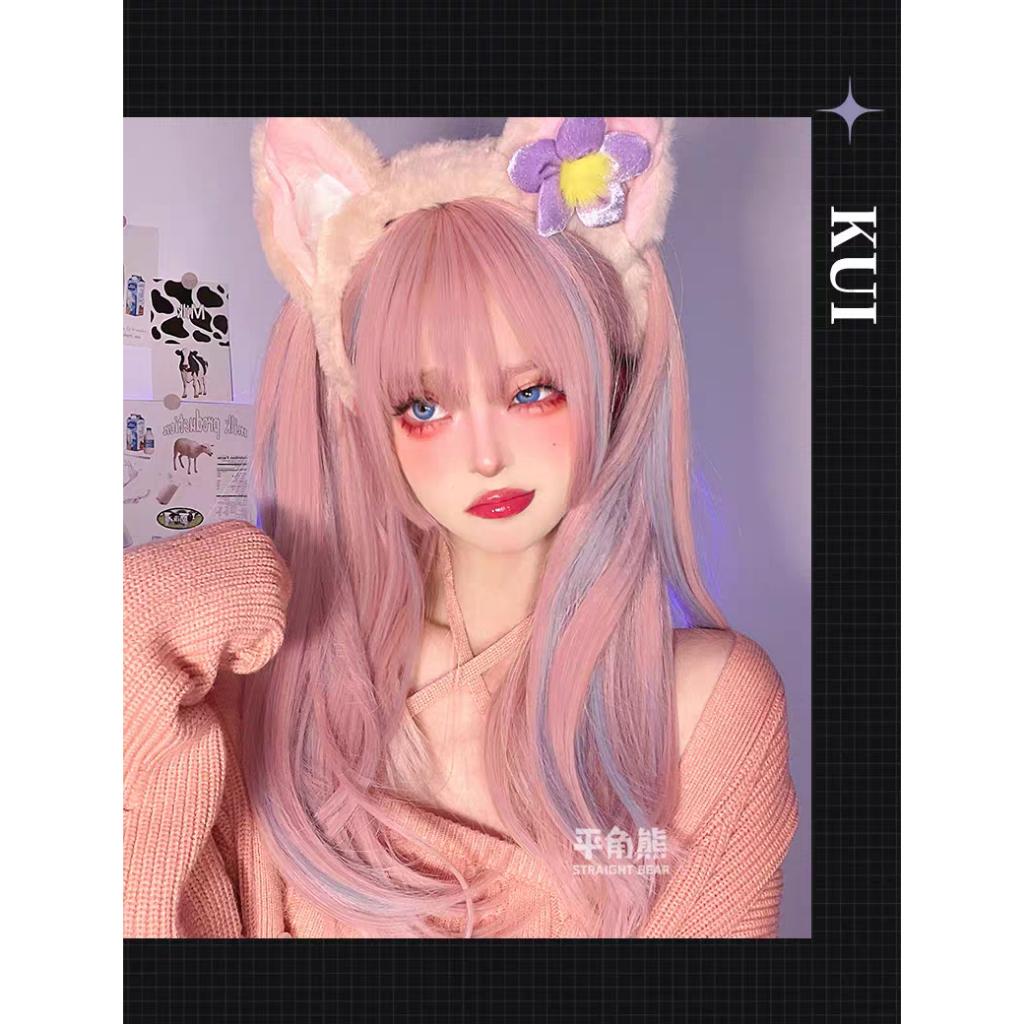 Wig/Tóc giả cô nàng cáo tinh nghịch ombre hồng light xanh siêu yêu - S83 nguyên đầu teen/lolita