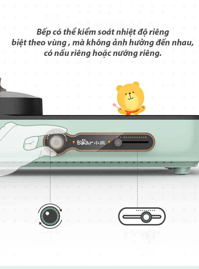 Bếp lẩu nướng BEAR đa năng cho gia đình DKL-C15G1- Hàng chính hãng