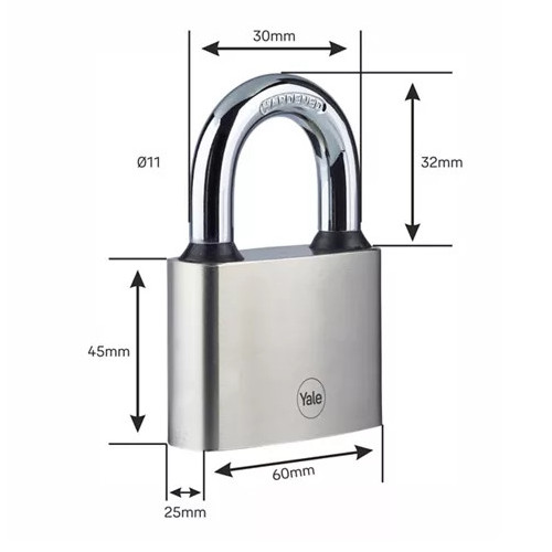 Ổ khoá treo Yale Y112/60/132/1 size 60, giữ chìa. Loại ổ khoá chống cắt, chống trộm dùng được ngoài trời