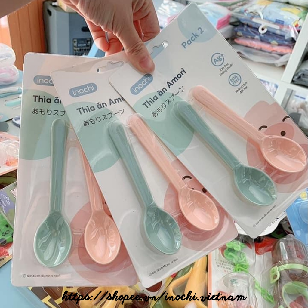 Set 2 muỗng, thìa ăn dặm cao cấp Amori, thìa ăn dặm xuất Nhật cao cấp