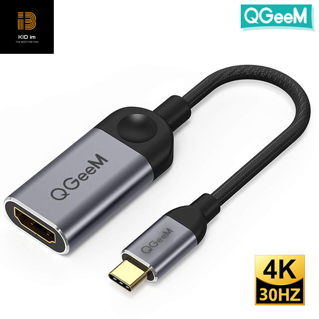 Cáp chuyển đổi Type C sang HDMI QGeeM 4K [tương thích Thunderbolt 3] cho MacBook Pro 2018/2017, Samsung Galaxy S9/S8, Surface Book 2, Dell XPS 13/15, Pixelbook v.v-Hàng chính hãng