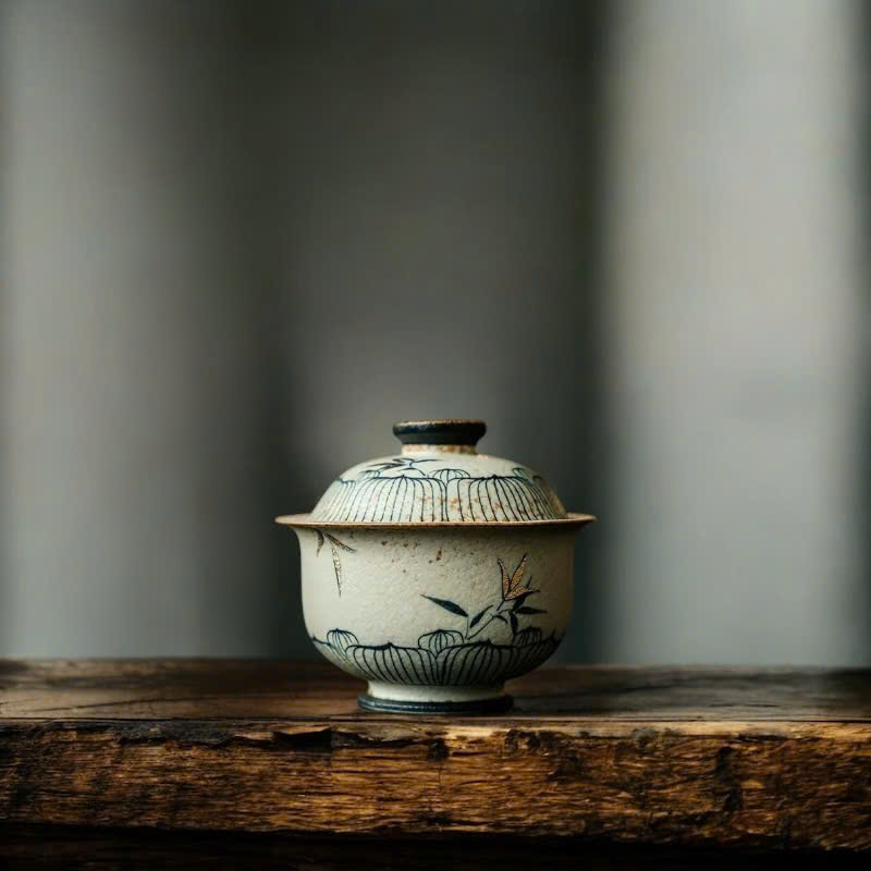 CHÉN KHẢI TRÚC LÂM VẼ VÀNG - HỌA TIẾT VẼ TAY - DUNG TÍCH 100ML - VIỆT LONG TRÀ