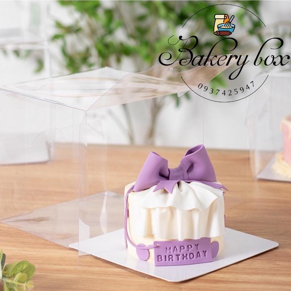 10 Hộp Mica Trong Đựng Bánh Kem Có Quai Xách 13*13*15cm