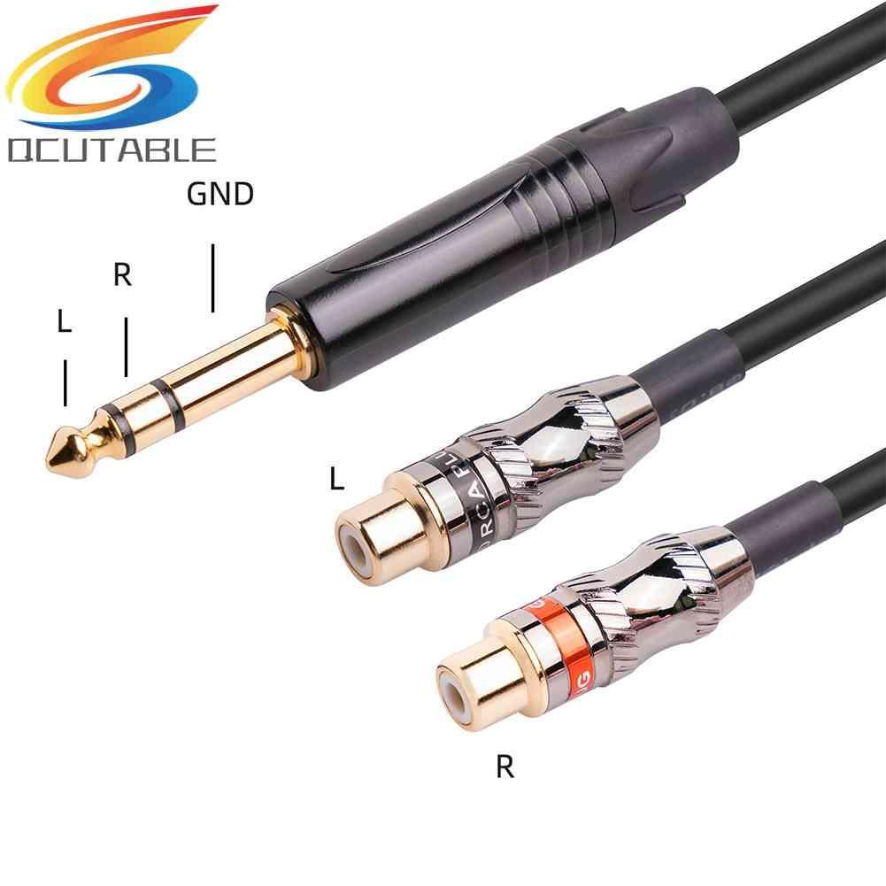 Cáp Chia Audio 6.35mm ĐầU CắM Sang Lỗ CắM 2RCA Mạ VàNg 24k