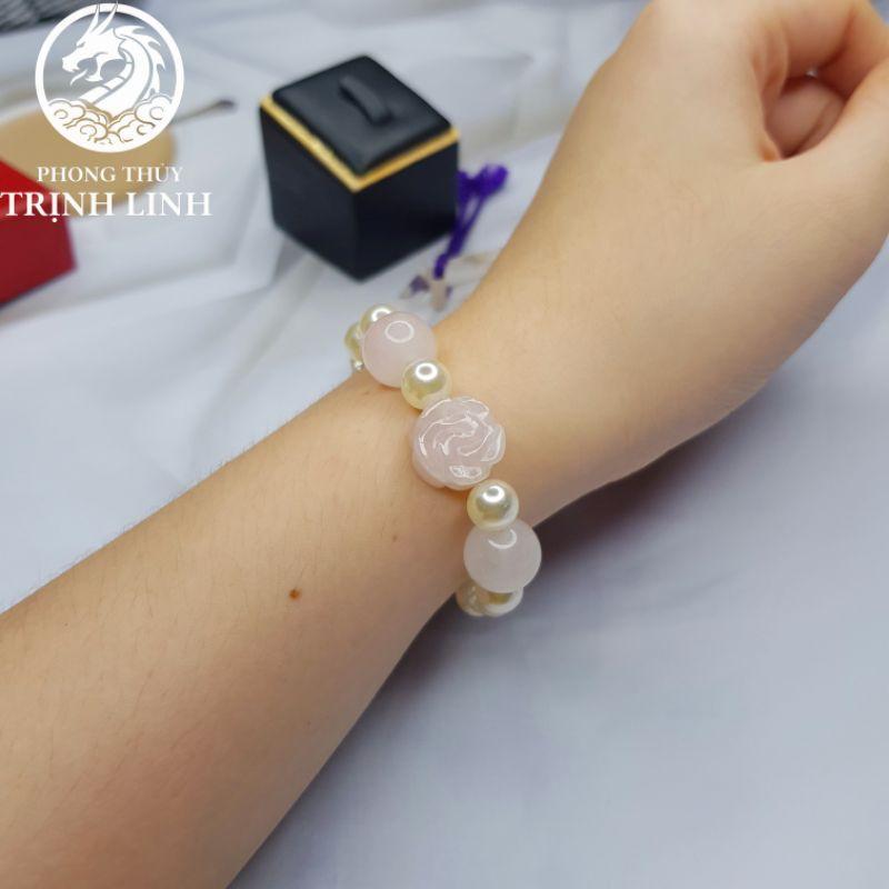 VÒNG CHUỖI MIX HẠT BẸT HOA HỒNG NHẠT