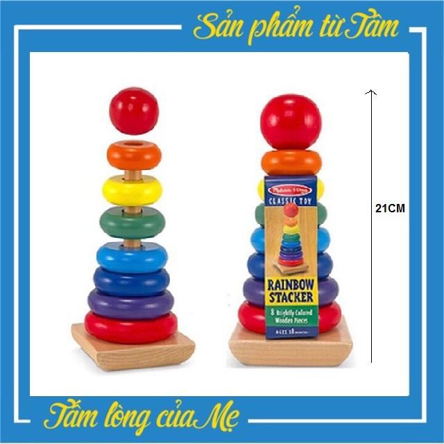 Đồ Chơi Gỗ Tháp Chồng 7 Màu Loại To 21cm