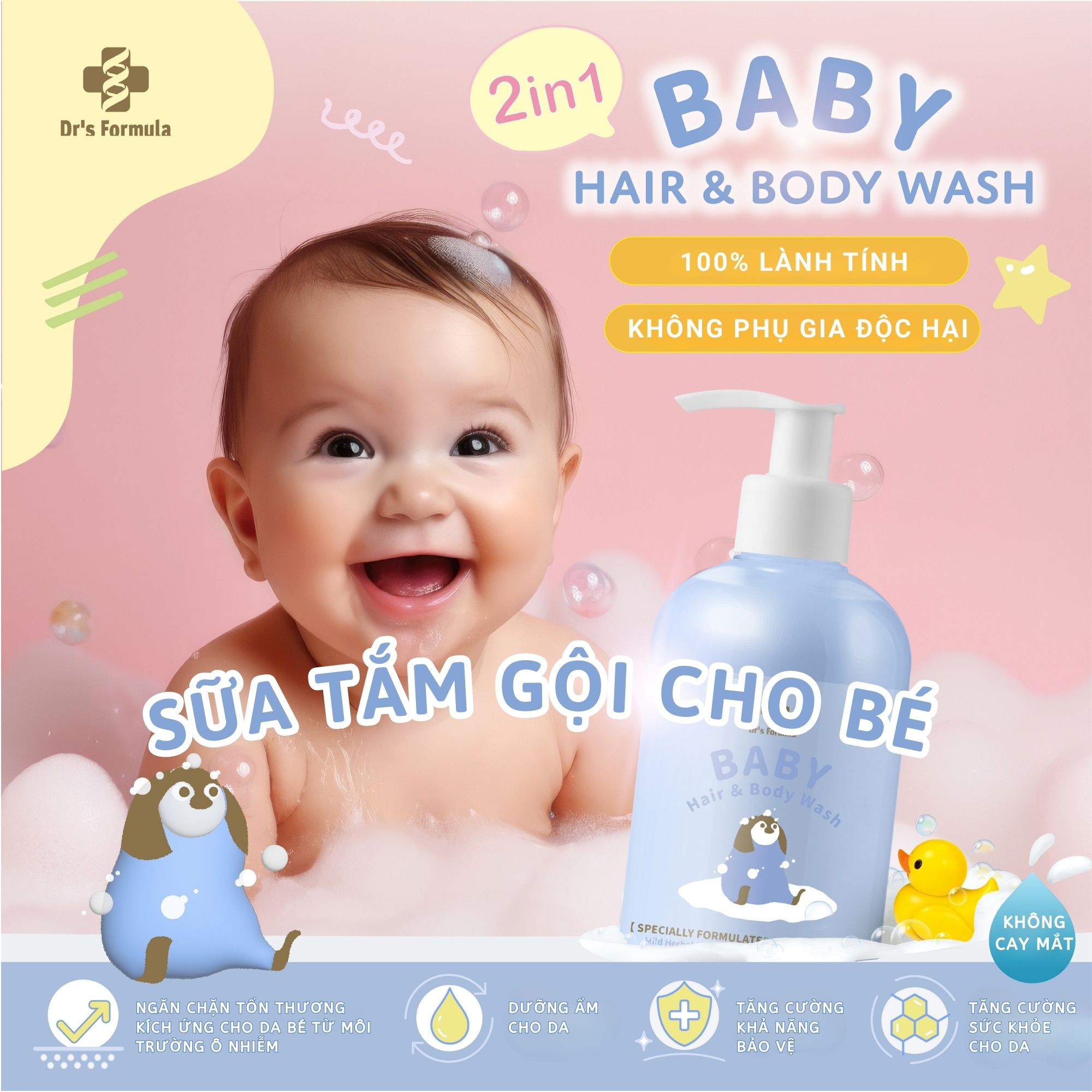Sữa Tắm Gội Cho Bé Dr's Formula Baby Hair &amp; Body Wash 550g