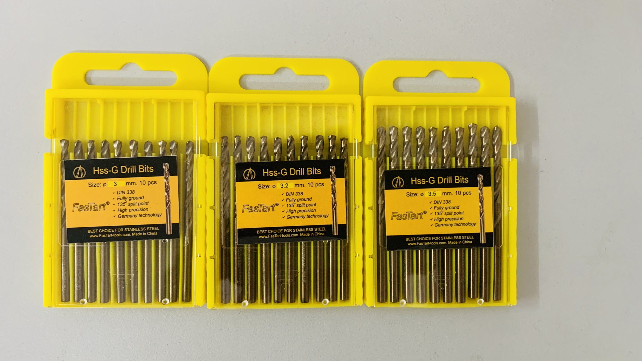 Mũi khoan inox FasTart 3ly, 3.2 ly, 3.5 ly, 4 ly, 4.2 ly, 4.5 ly cao cấp